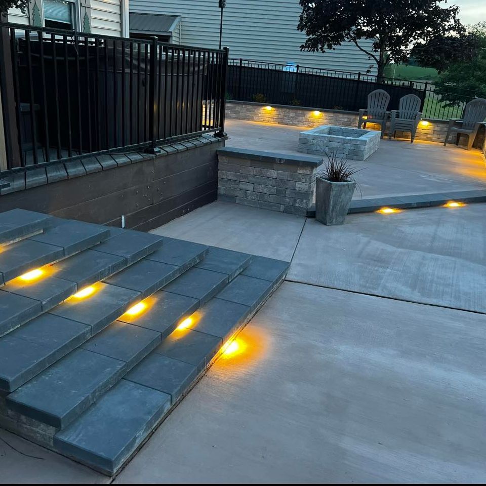 J's property maintenance lighted patio firepit