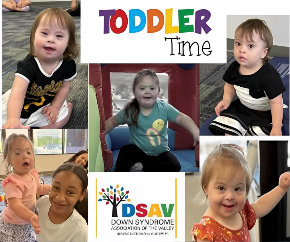 Collage of young children participating in the Down Syndrome Association of the Valley Toddler Time program.