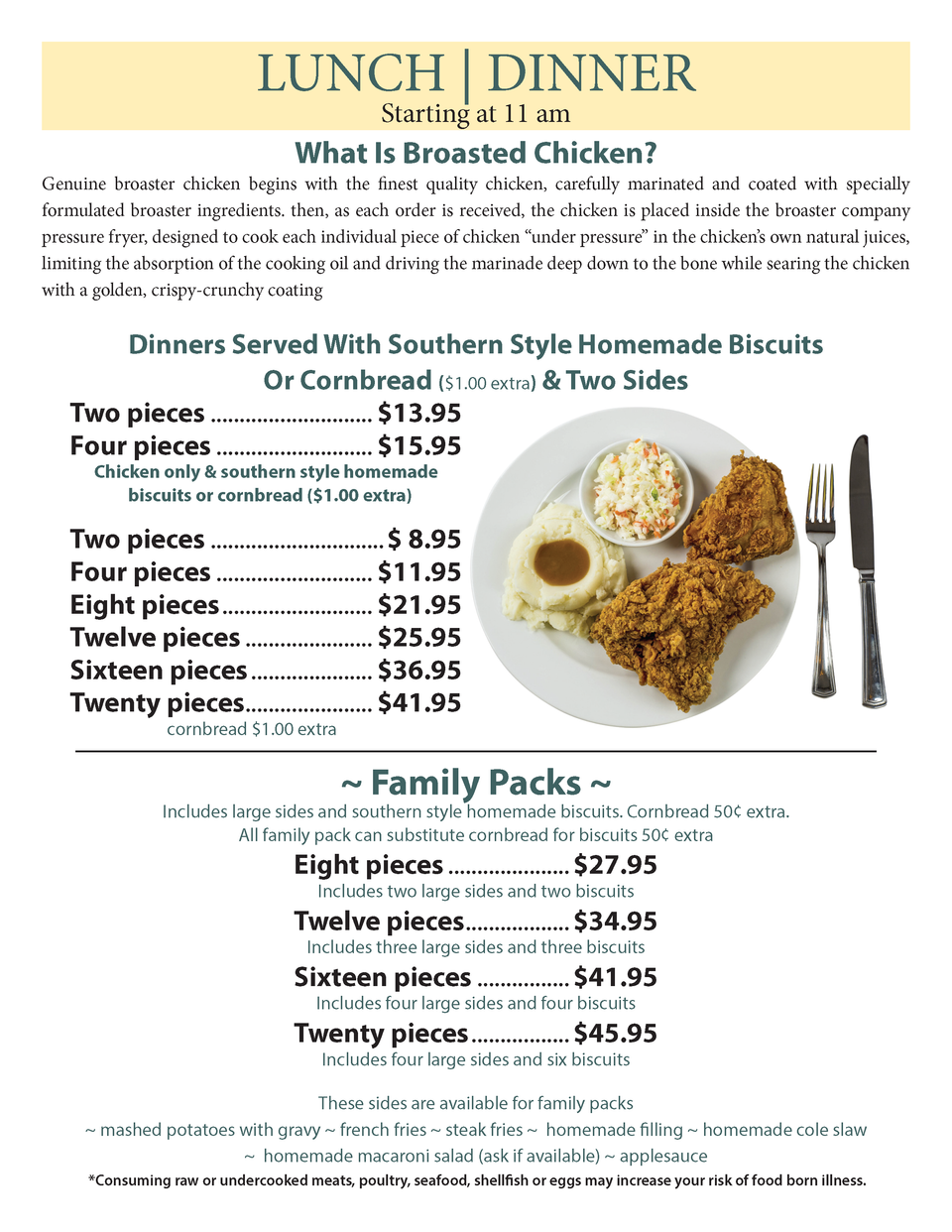 Cmr lunch dinner menu page 1