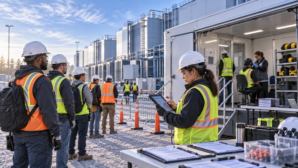 Safety coordinator managing worker training, certifications and onsite testing at a data center project