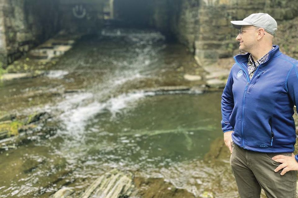 Brian Gish looks out over Shawnee Run. Photo by George Deibel