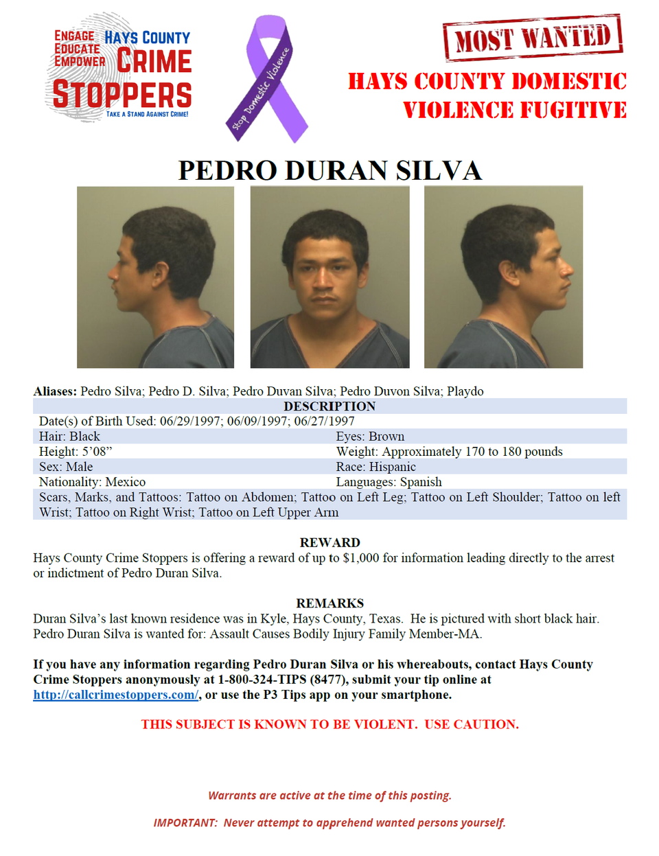 Duran silva most wanted poster