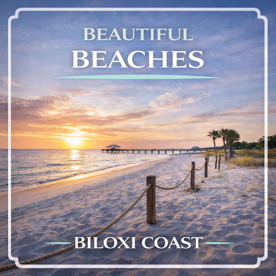 Biloxi beach at sunrise sunset