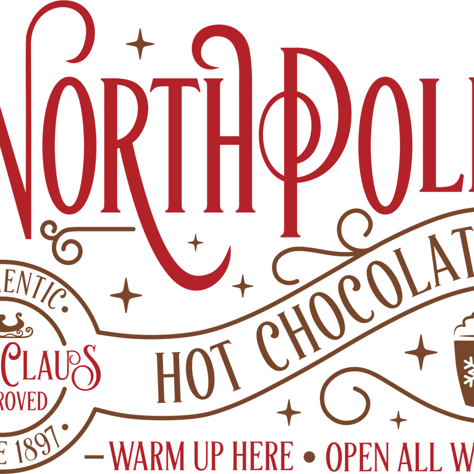 Seasons   christmas north pole hot chocolate company red and gold