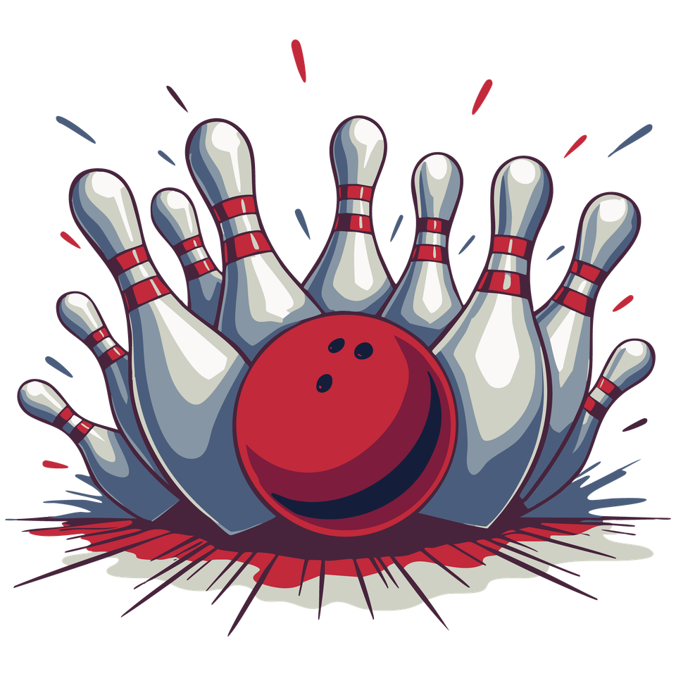 Bowling   pins and red ball 3 10