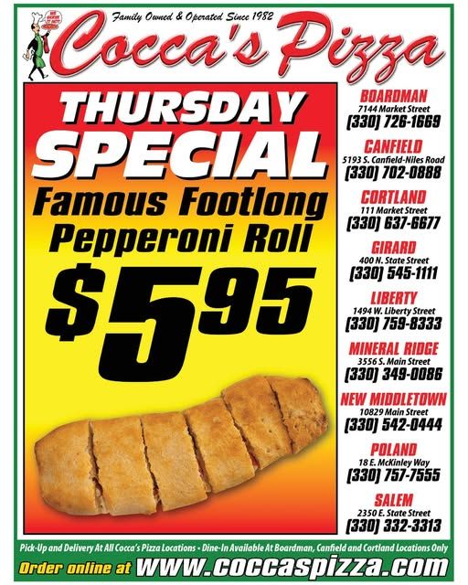 Thursday special promotion for a footlong pepperoni roll.