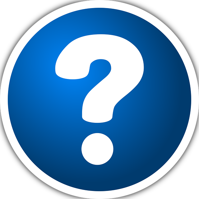 Question mark symbol in ba circle in blue and whte