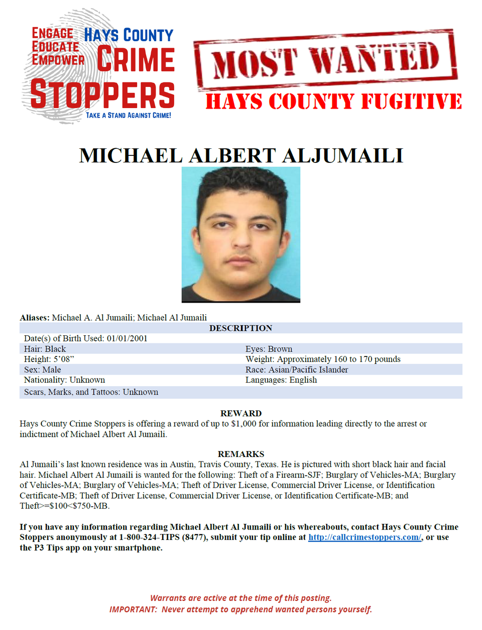 Al jumaili most wanted poster