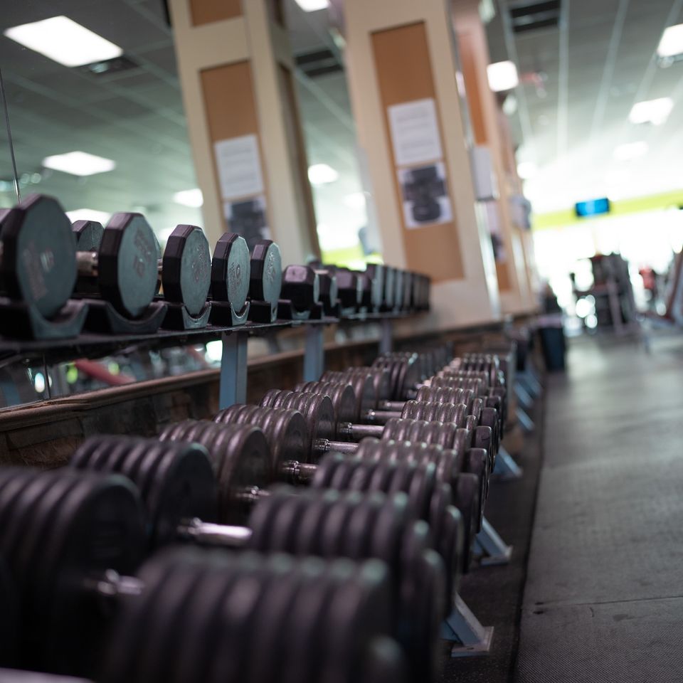 The dumbell rack at Maximus Gym in Riverhead