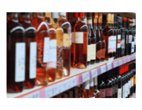 Bottles of wine on shelf