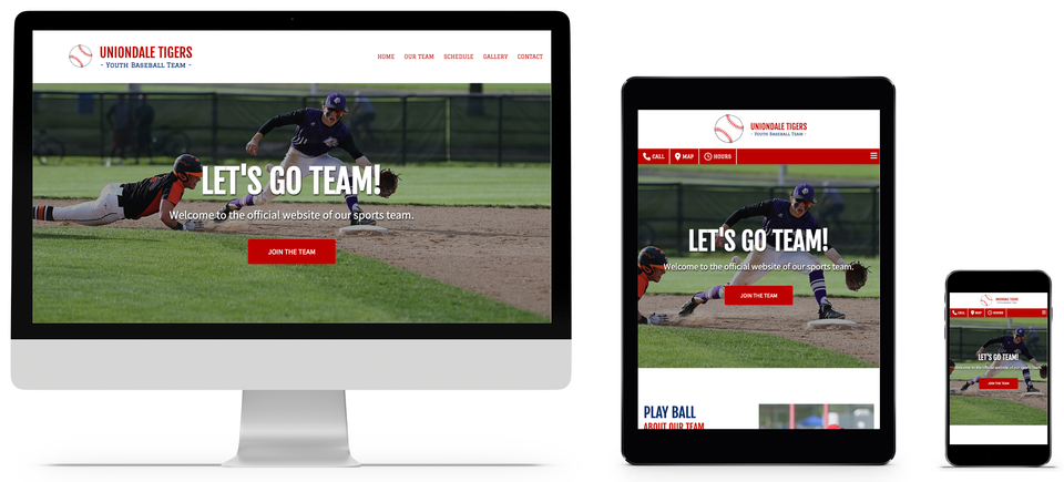 Baseball team website design