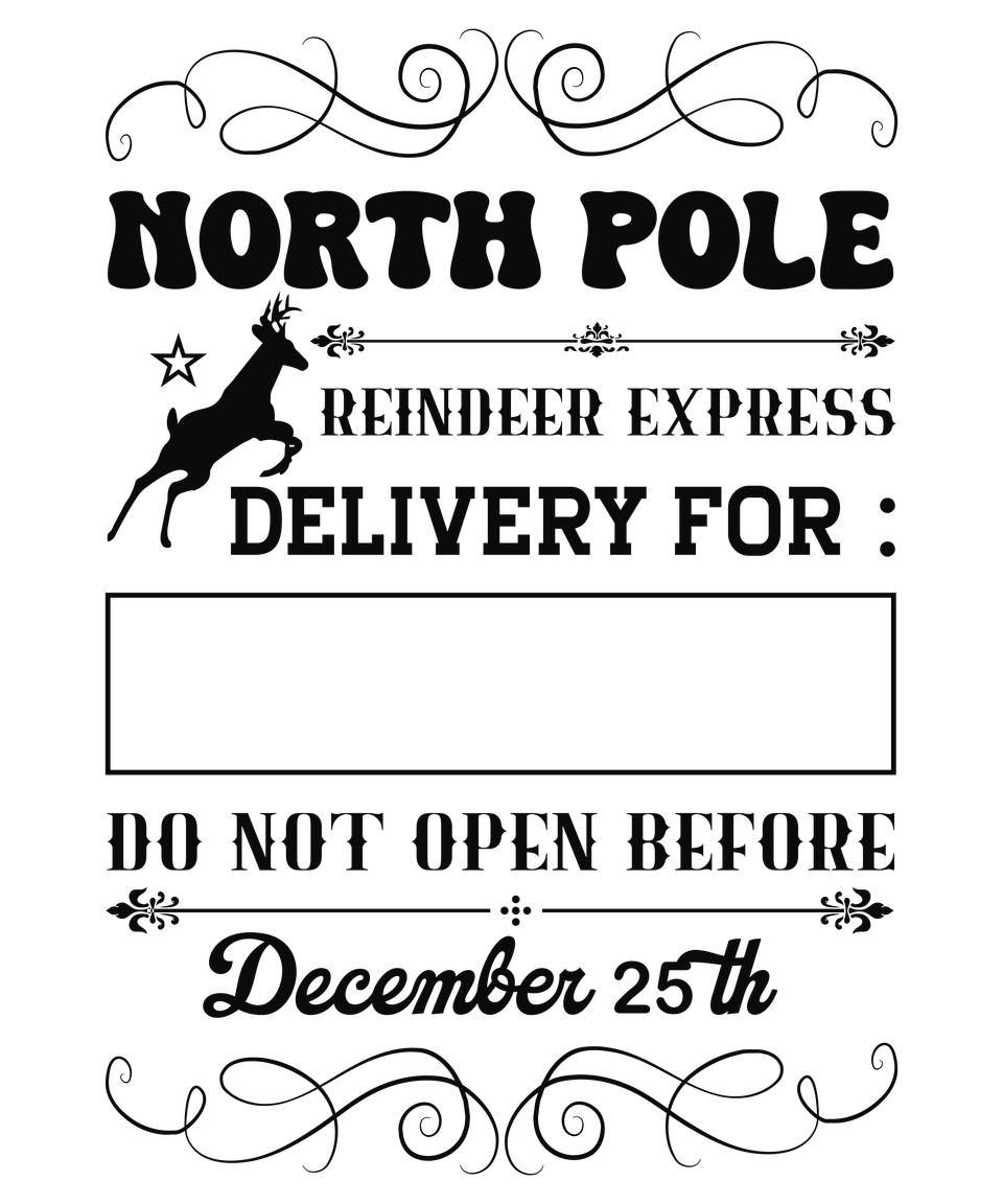 Seasons   christmas santa sack north pole reindeer mail 04 black