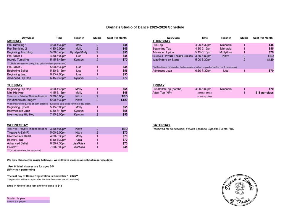 Full schedule 25 26