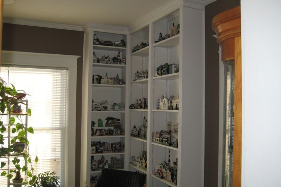 Custom built in shelving units