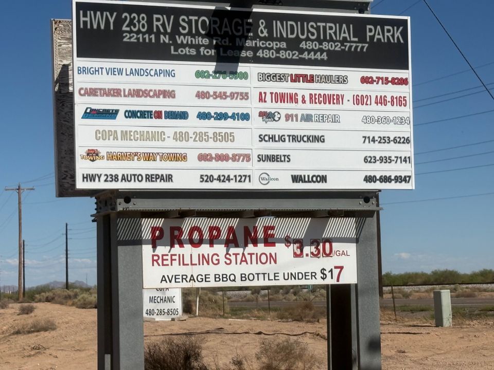 Rv storage and park sign