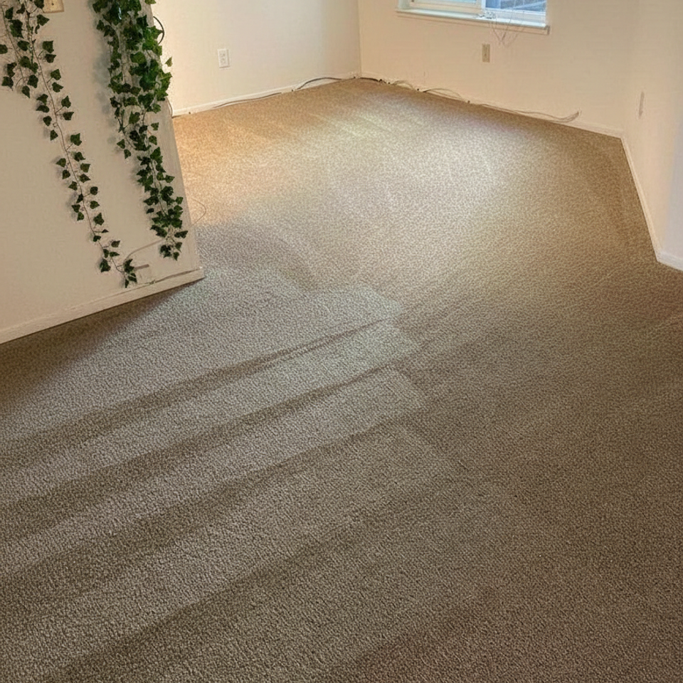 High-quality plush carpet installation in a modern living room by Concord Carpet And Hardwood providing comfort and durability for East Bay homes.