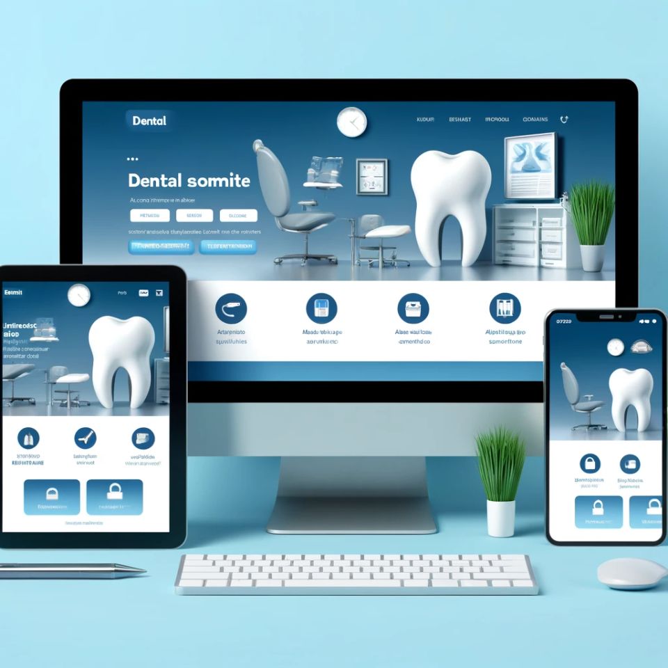 Dall·e 2024 05 16 20.41.51   an image showcasing a dental website displayed on various devices including a desktop computer  tablet  and smartphone. the website should be visually