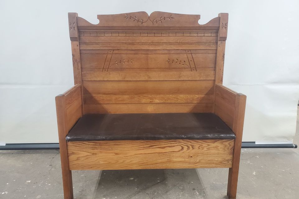 Donating repurposed twin size head board turned into bench with storage
