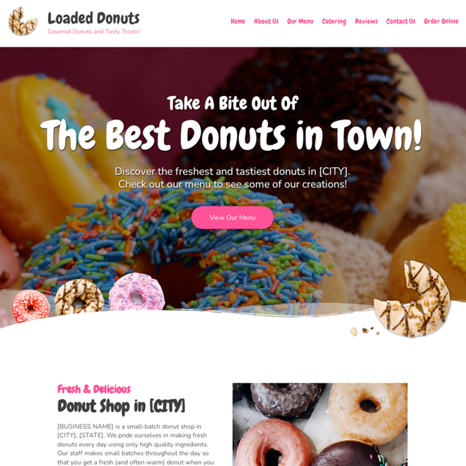 Donut shop website design theme