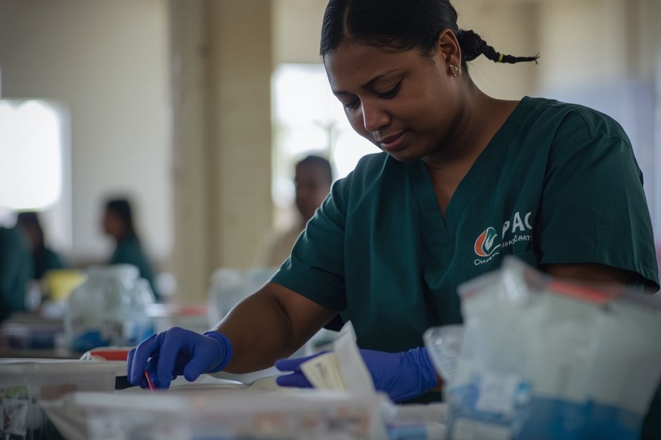 Lucid origin professional photo of documentary photograph of a volunteer healthcare provider  2
