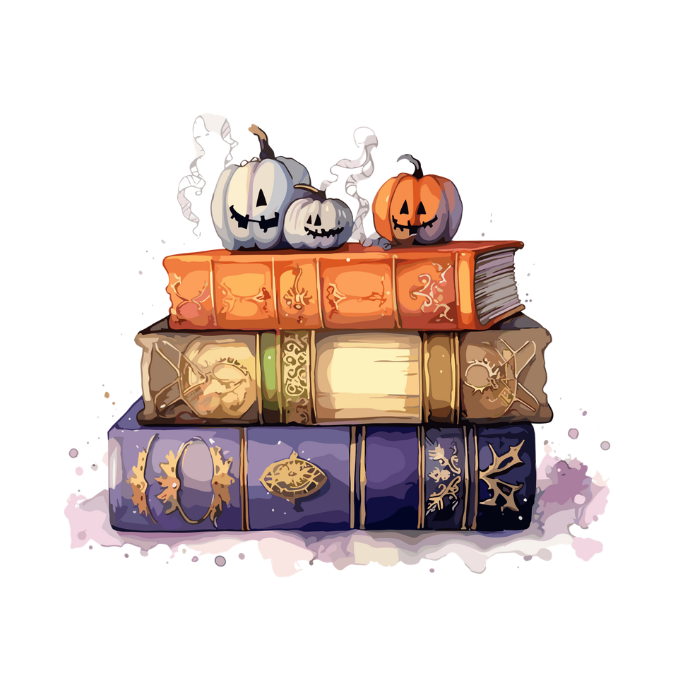 Seasons   halloween books and small pumpkins12 9
