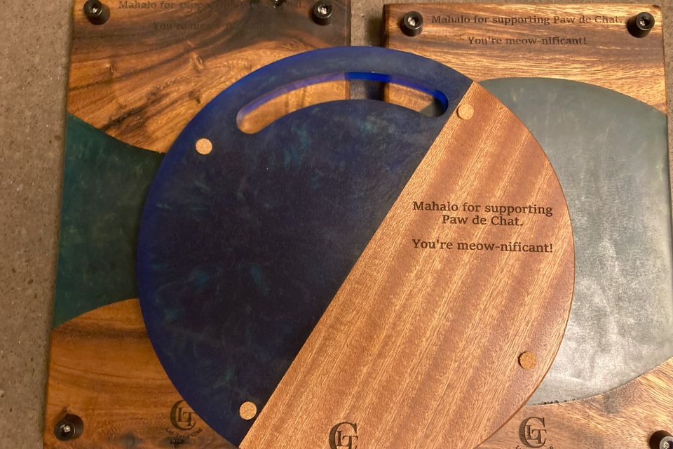 Resin  monkeypod and sepele boards wi