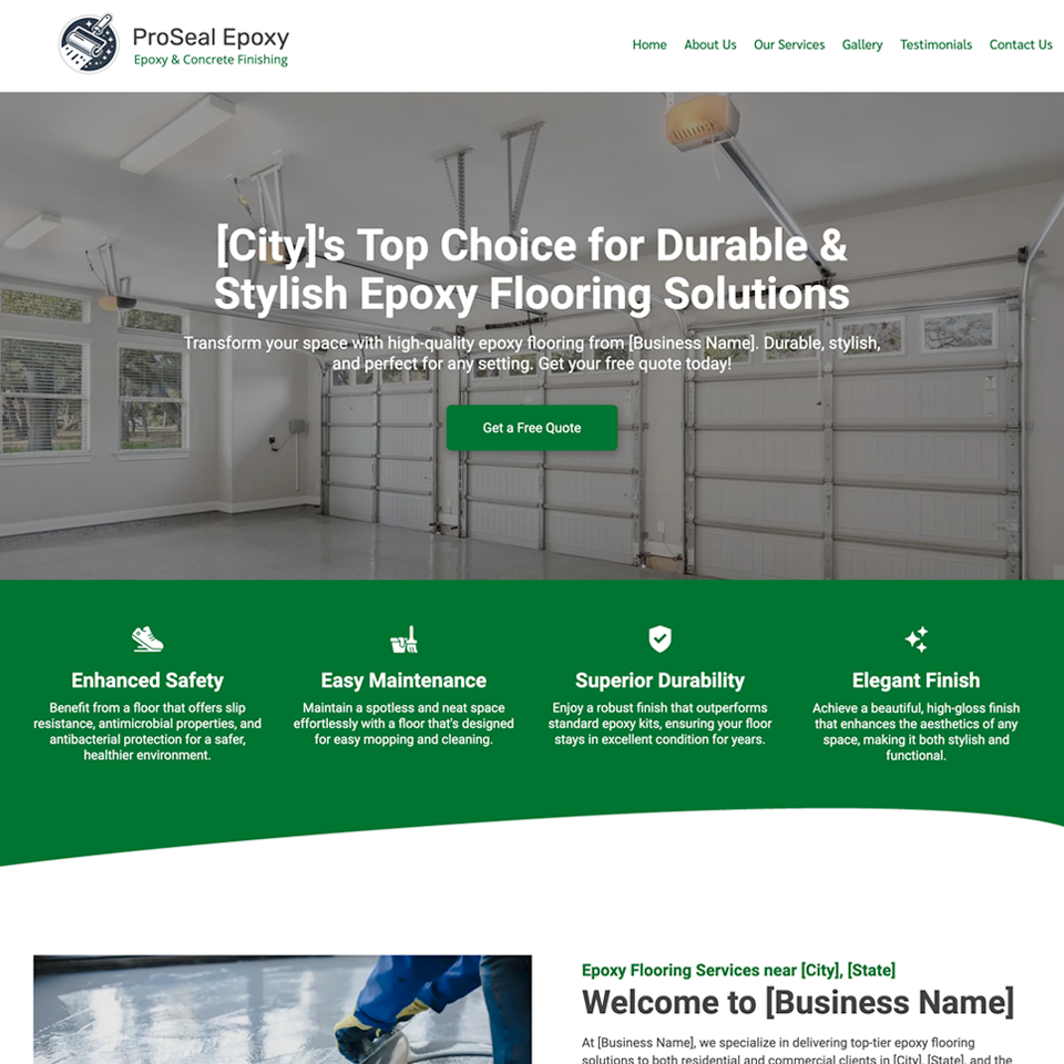 Epoxy flooring website design theme