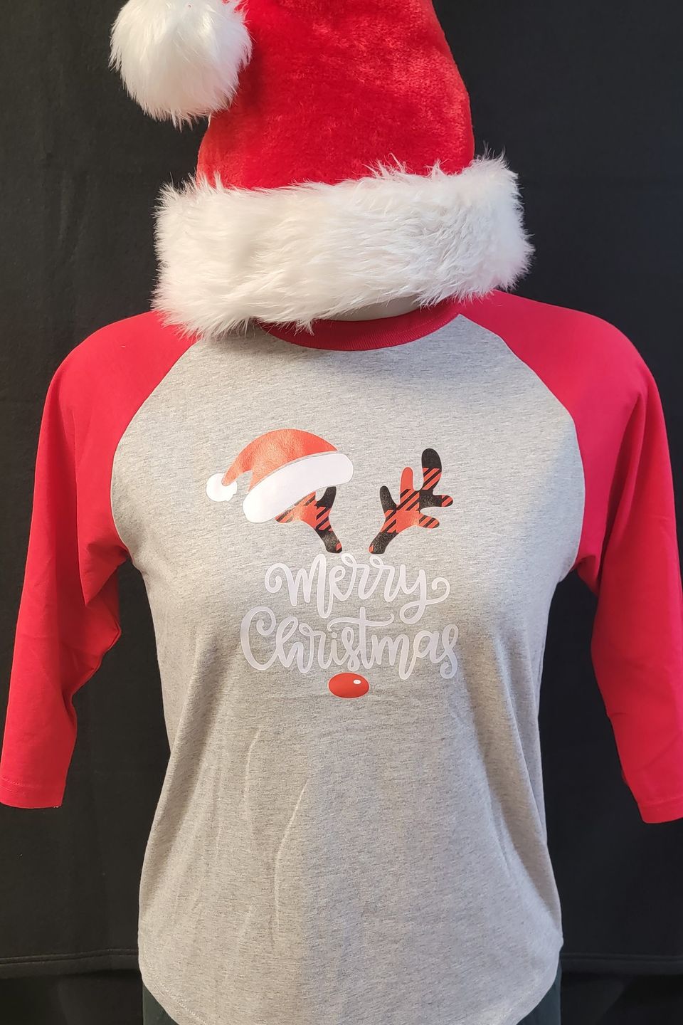 "DTF Direct-to-Film" example T-shirt -Merry Christmas antlers