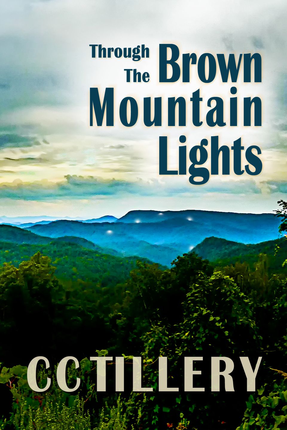 Brown mountain lights through large