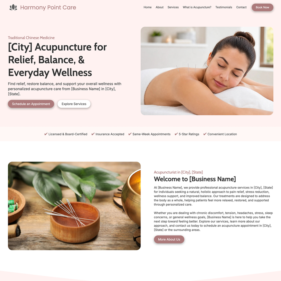 Acupuncture website design theme