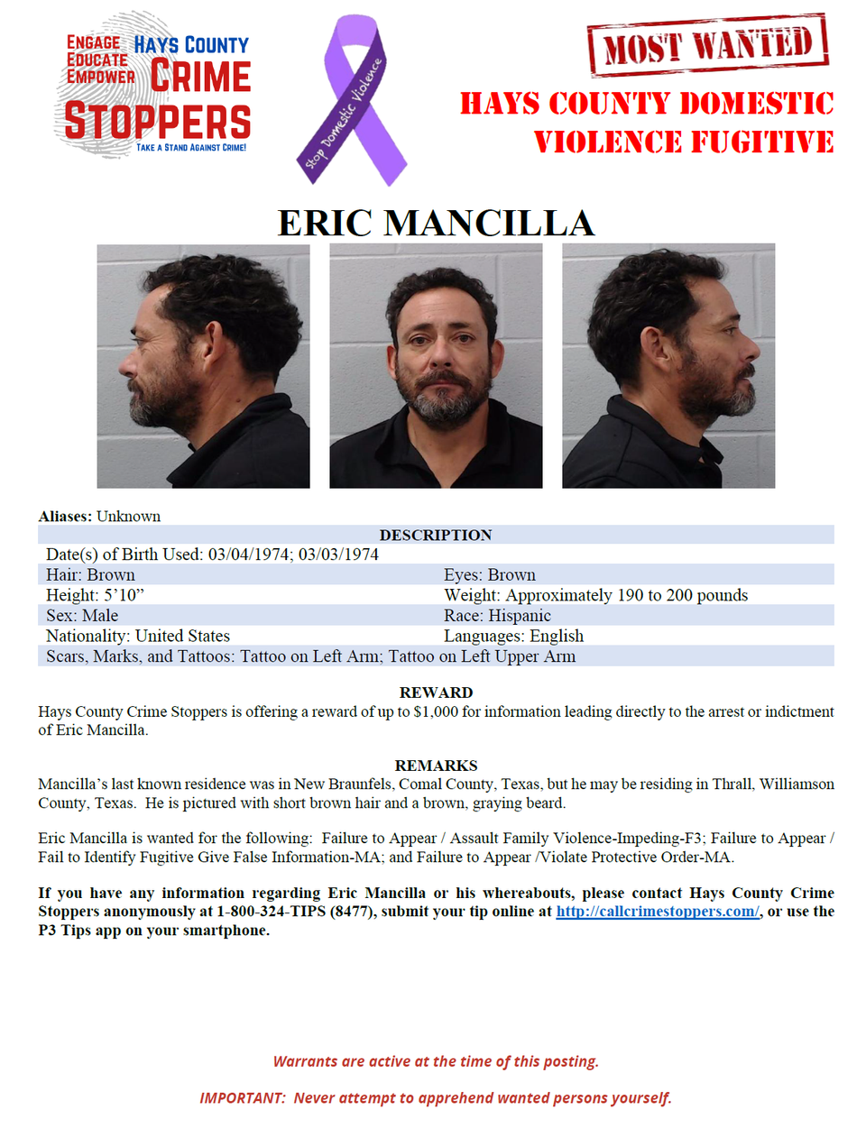 Mancilla most wanted poster