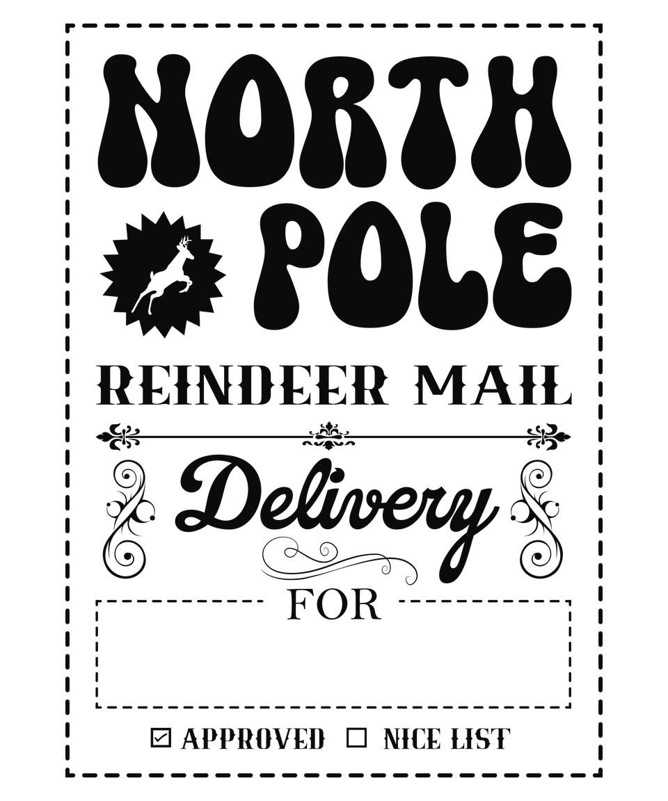 Seasons   christmas santa sack north pole reindeer mail 02 black