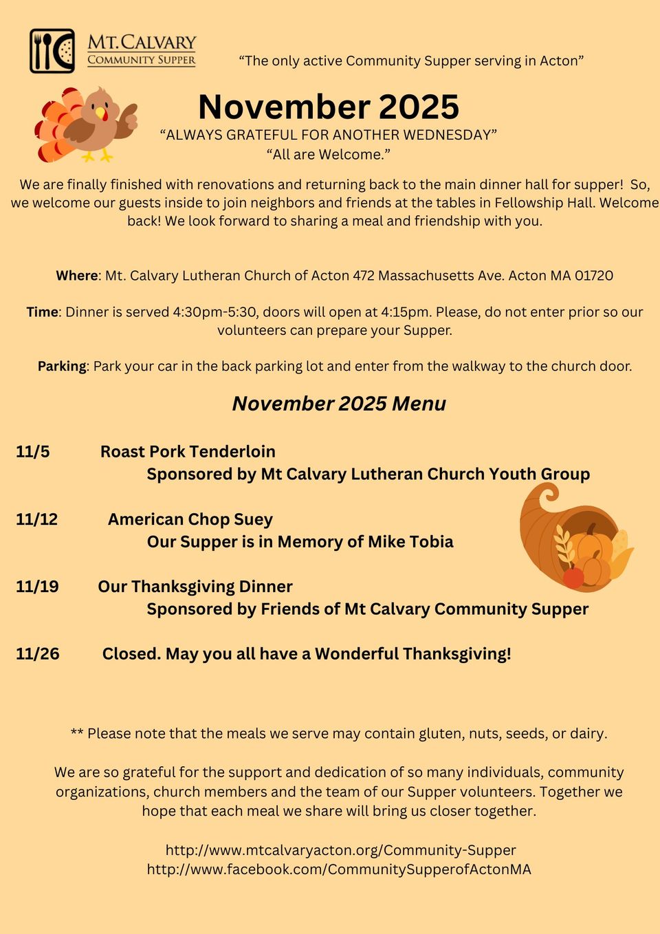 Mccs november 2025 menu real