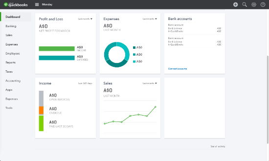 Quickbooks screen