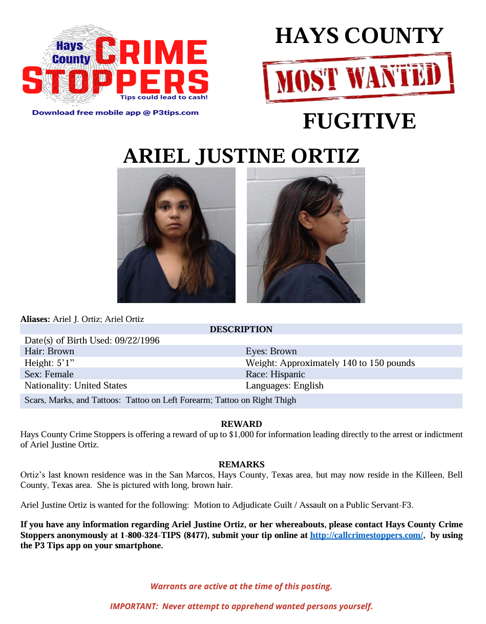 Ortiz most wanted poster