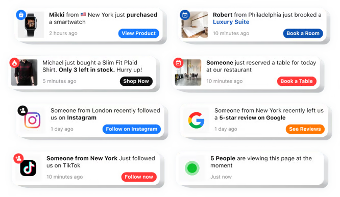 Sales notification app website launcher