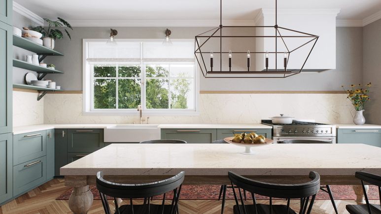 Caesarstone aterra blanca quartz countertops