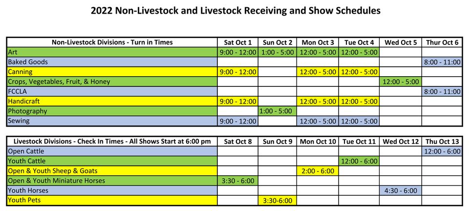 Livestock exhibit   livestock submission schedule 2022 r6