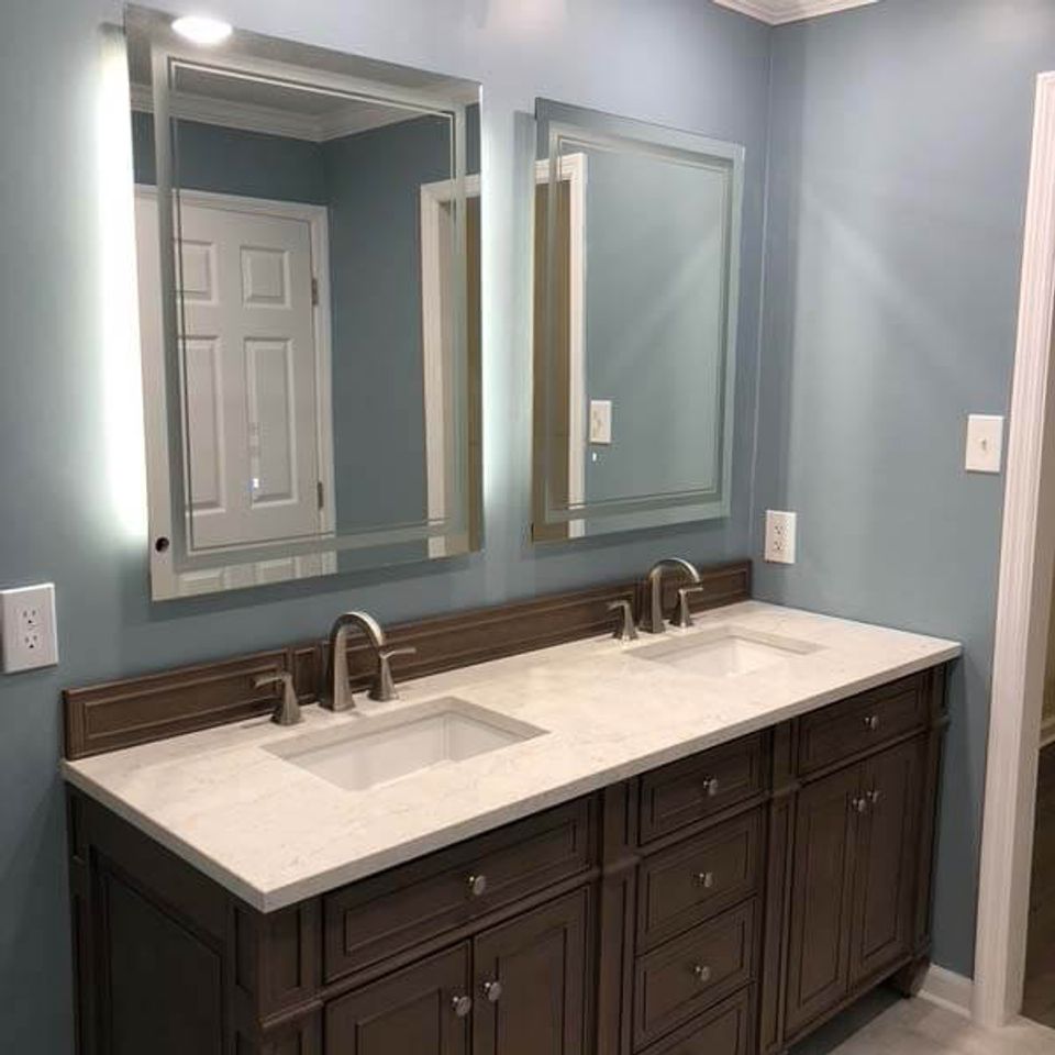 Bathroom renovation with energy-efficient fixtures and modern vanity in Knoxville TN