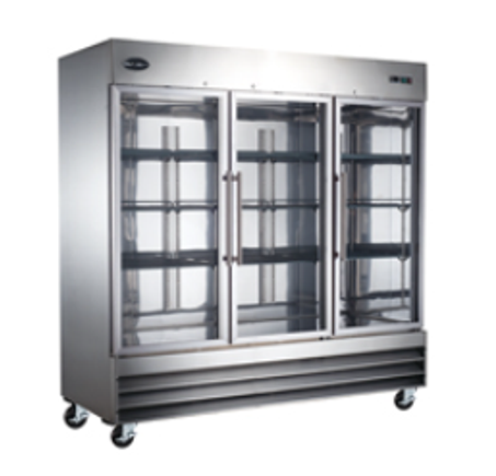 Commercial Restaurant Reach In Cooler or Freezer with Three Glass Doors