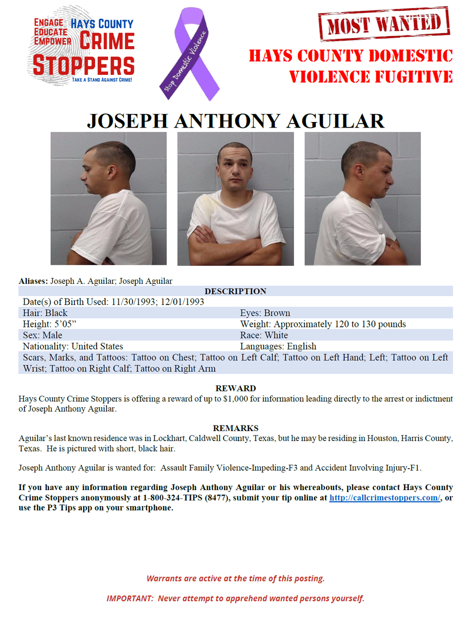 Aguilar most wanted poster