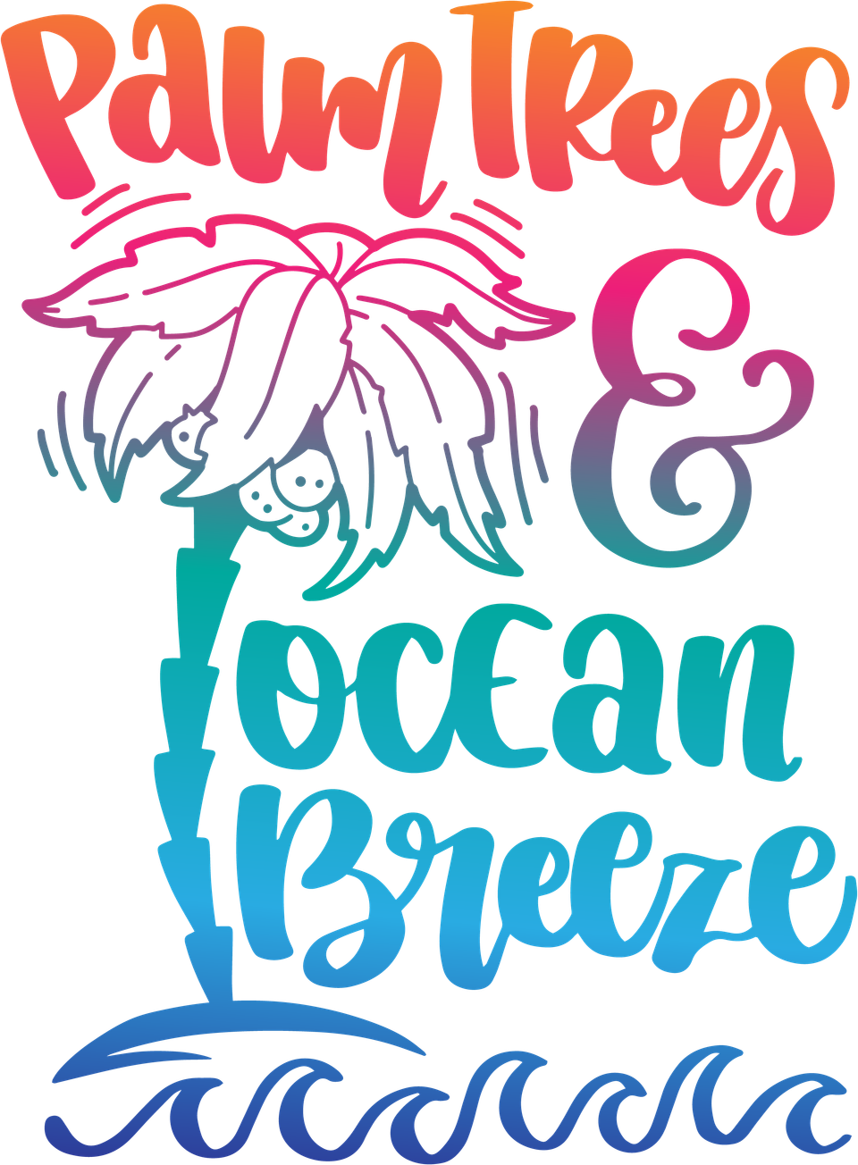 Beach   palm trees and ocean breeze color