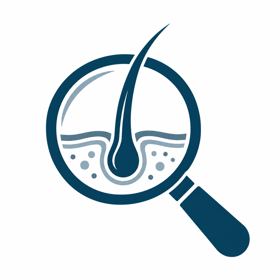 Dermatology hair follicle magnifier icon