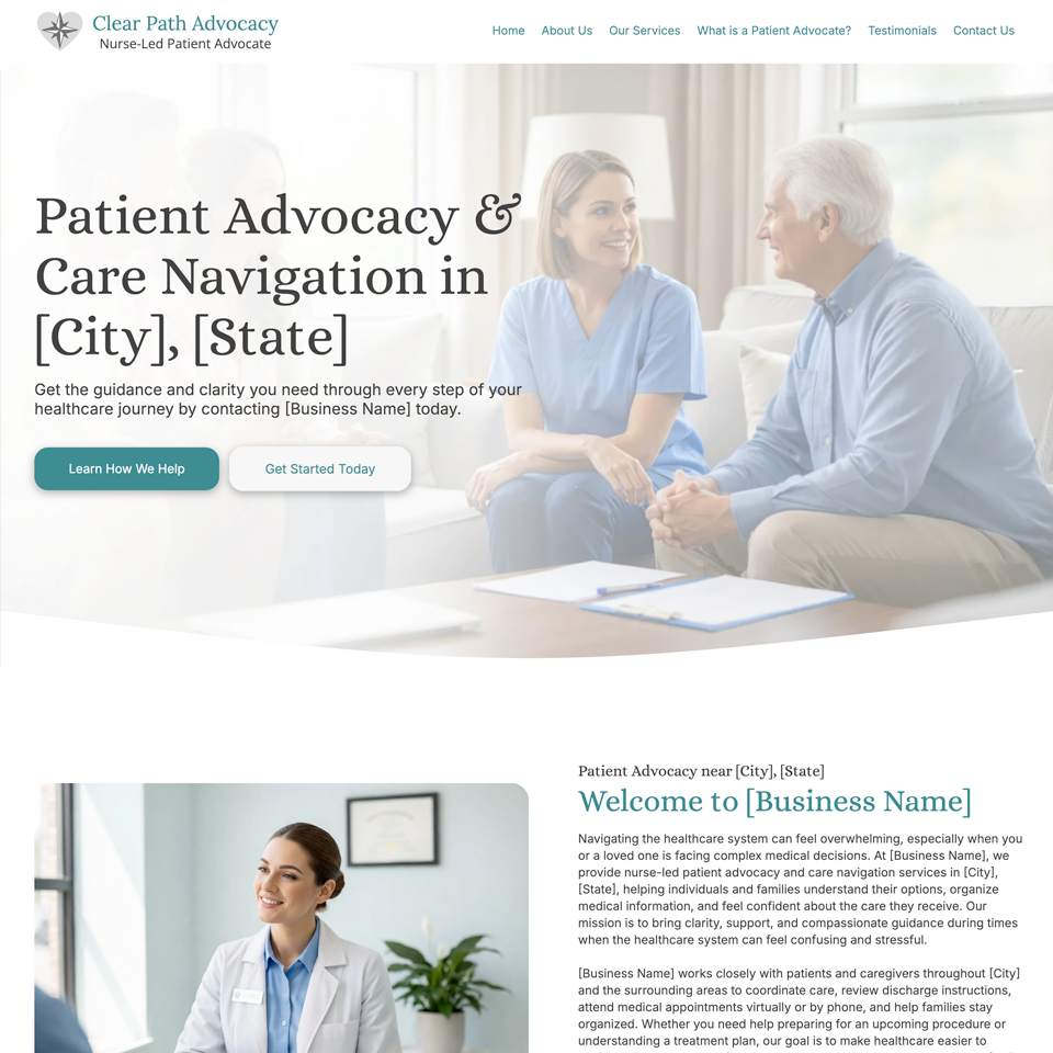 Patient advocacy website design theme