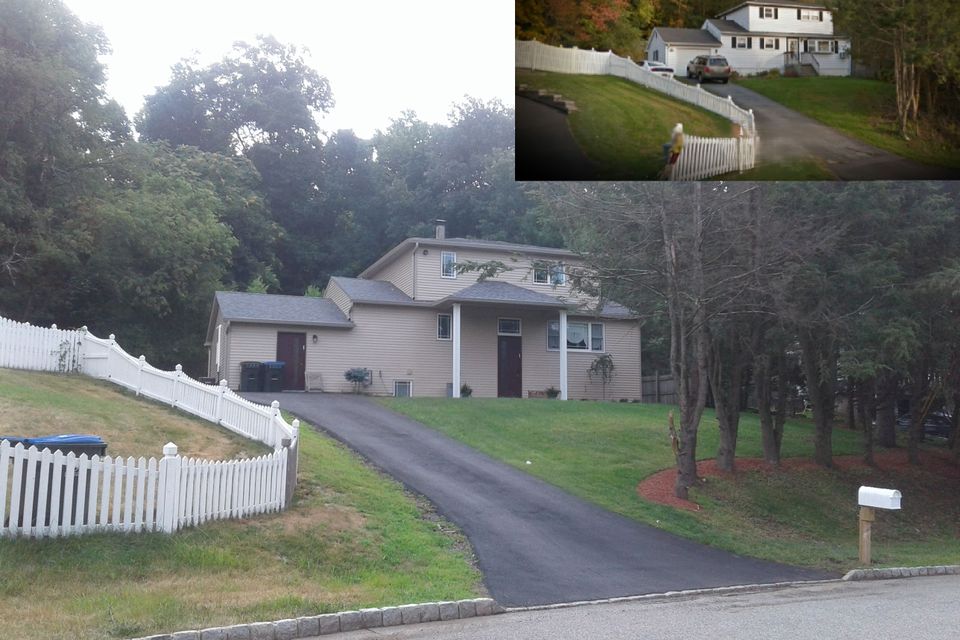 Before and after home renovation showcasing a modern exterior upgrade.