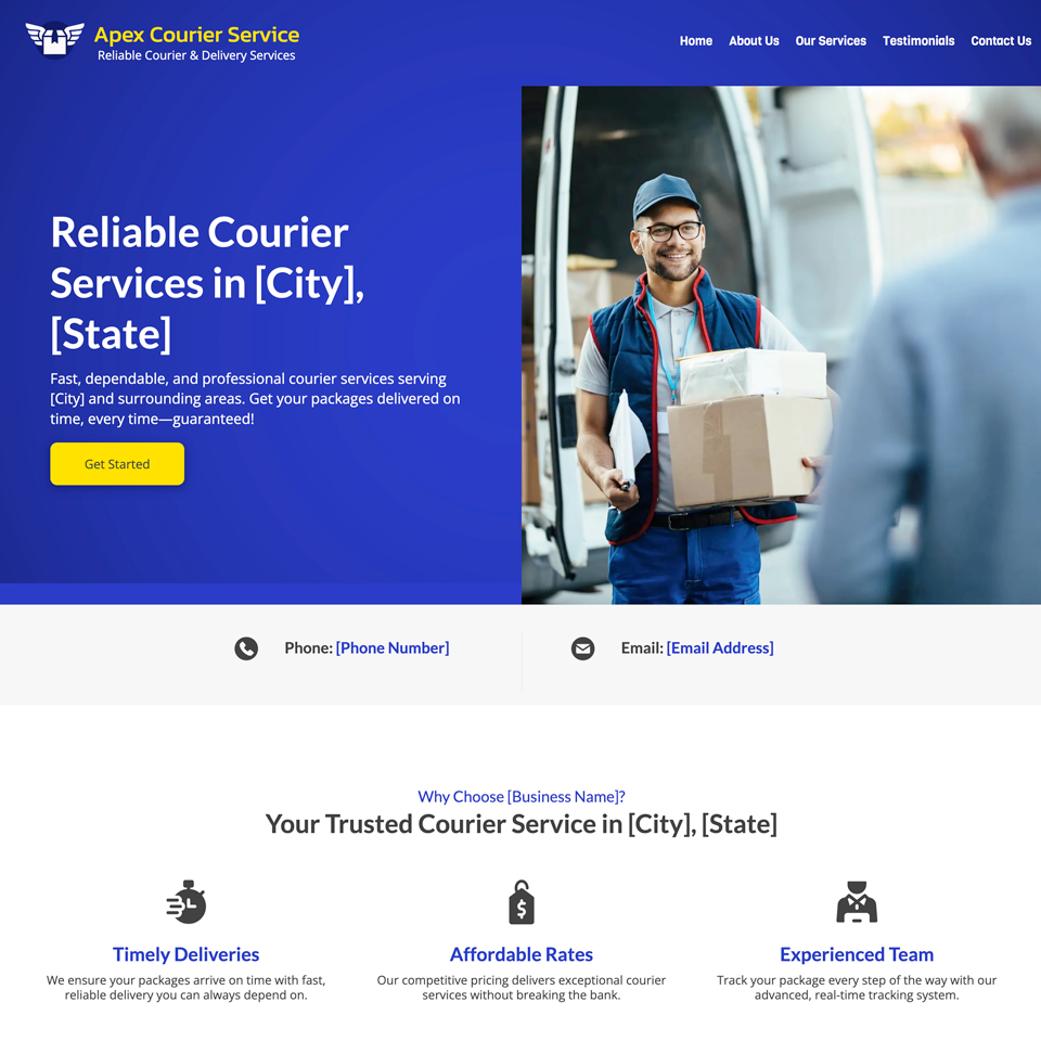 Courier service website design theme