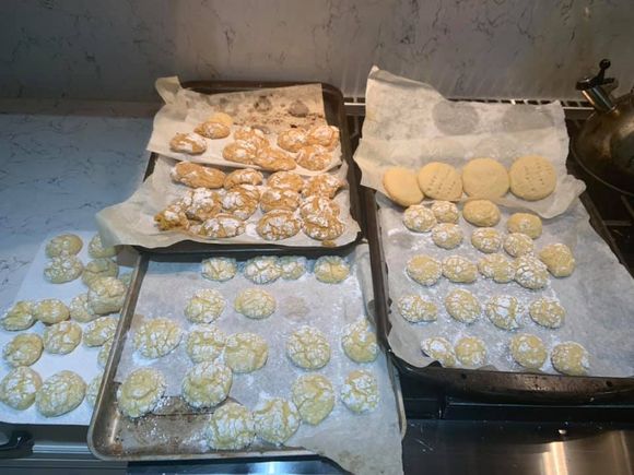 Cookies being made behind the scene s in the Toni's Own Cookies factory