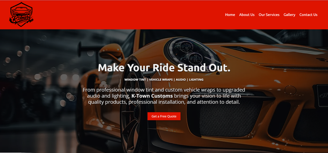 K-Town Tint and Wraps website concept by Pixeloft Creative