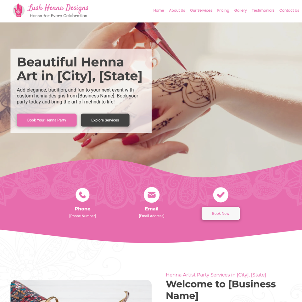 Henna art website design theme