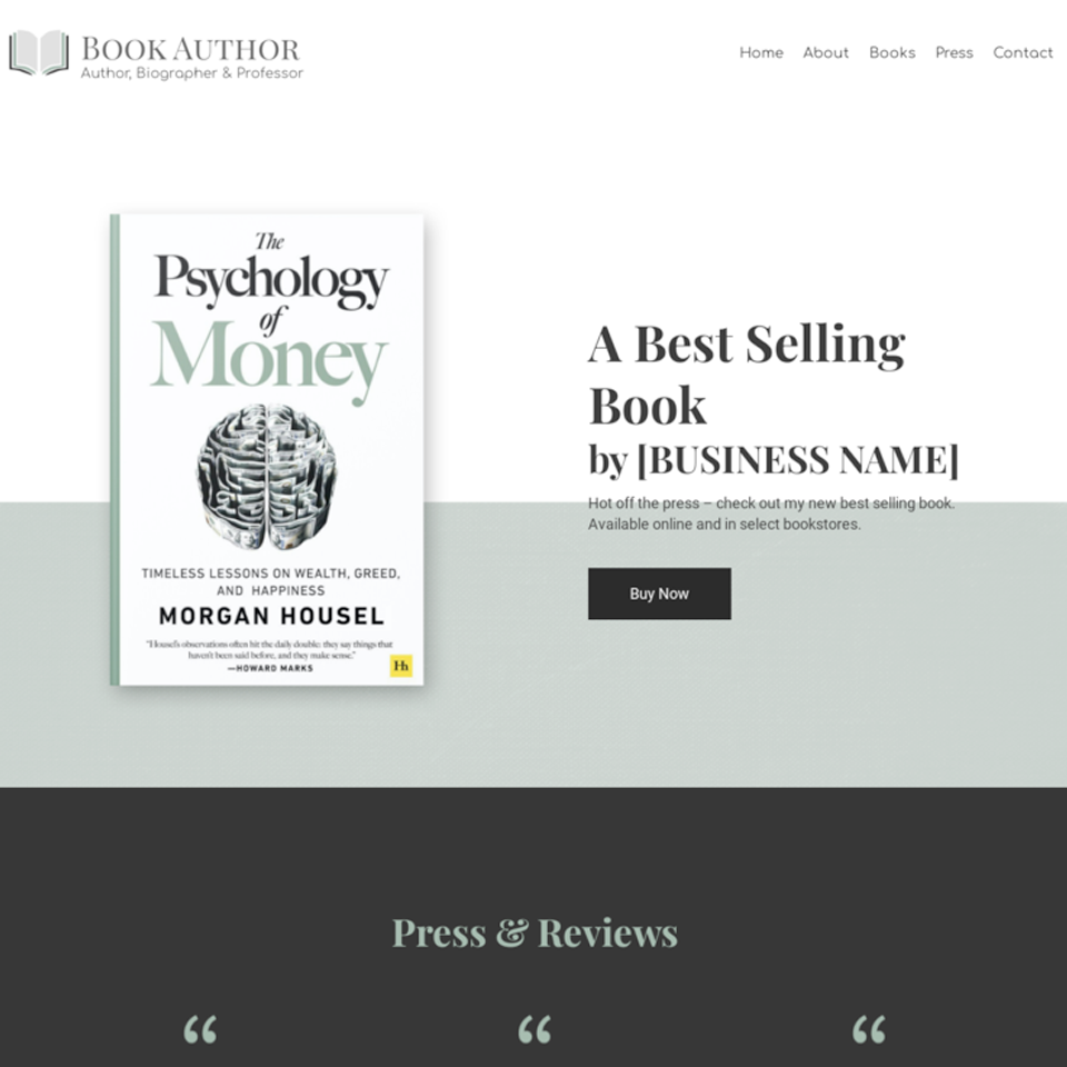 Book author website design template